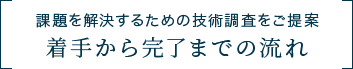 課題を解決するための技術調査をご提案 着手から完了までの流れ